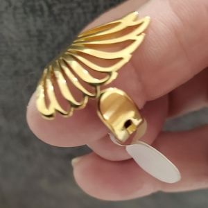 316L Stainless Steel 18K Gold Plated Fan Ring Size 7 Women's